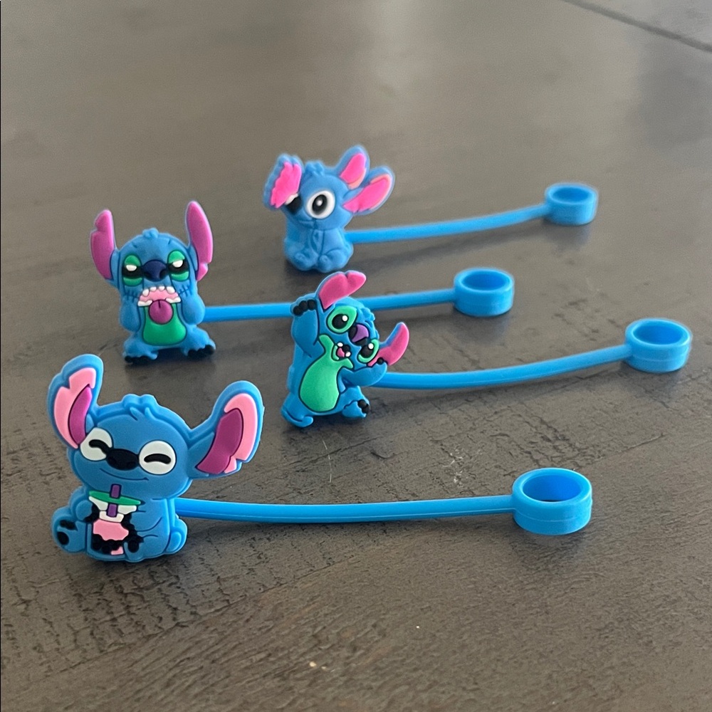 SET OF 4 LILO & STITCH STRAW PROTECTORS-NEW